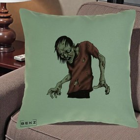Perna Decorativa Halloween Zombie Infricosator, 40x40 cm, Verde, Husa Detasabila, Perna Inclusa, BEKZ®