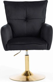 HR250N Scaun Catifea Neagră Bază Aurie