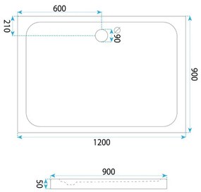 Cada pentru dus din acril Rea Belmond 90x120 alb