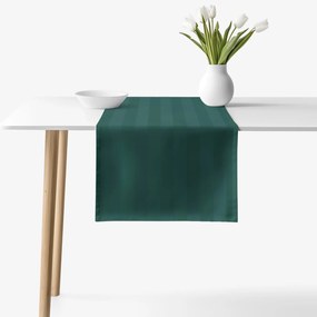 Goldea napron de masă din damasc - dungi verde închis cu luciu satinat 35x160 cm