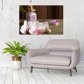 Tablou - Lumânare și orhidee (90x60 cm)