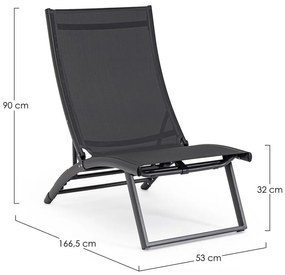 Șezlong de grădină gri antracit din metal Taylor – Bizzotto
