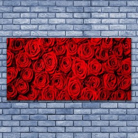 Tablou pe panza canvas Trandafiri Floral Roșu Verde Alb