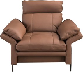 Fotoliu tapitat cu piele naturala Maro