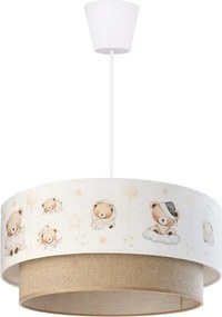 Brilagi - Lustră LED pentru copii pe cablu BOBO, 1x E27/60W/230V, Ø 40 cm, alb/bej/ursuleț