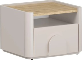 Noptieră Amilio 50 cm - cashmere / stejar uleiat / mânere cashmere