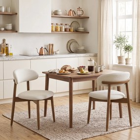 HOMCOM Set 2 scaune de dining moderne, cu spătar curbat, alb crem | Aosom Romania