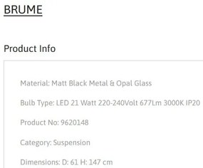 Pendul LED stil modern minimalist BRUME D-61cm