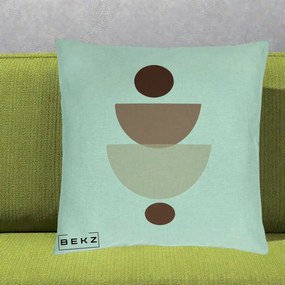 Perna Decorativa Geometric Boho Balance, 40x40 cm, Verde Menta, Husa Detasabila, Perna Inclusa, BEKZ®
