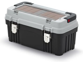 Cutie pentru scule cu maner metalic si incuietori 54 x 27,8 x 26,9 cm, cutii, gri