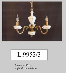 Lustra design italian cu 3 brate din alama si portelan alb 9952
