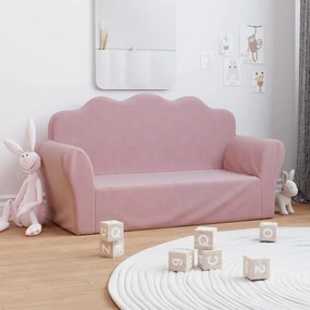 357051 vidaXL Canapea pentru copii cu 2 locuri, roz, pluș moale