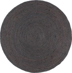 vidaXL Covor lucrat manual, gri închis, 240 cm, iută, rotund