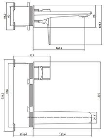 Baterie de lavoar pentru instalare ascunsă Cersanit S951-385 LARGA negru