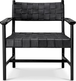 Fotoliu design LUX, Piele clasica neagra, Lemn, Tiberio