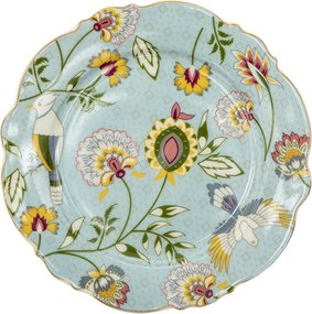 Farfurie albastra, din ceramica, cu motive florale Ø20 cm