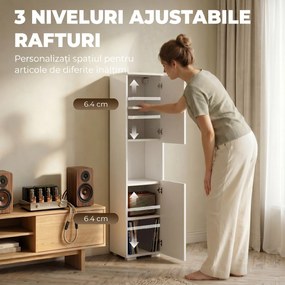 HOMCOM Dulap Multimedia Slim cu 5 Rafturi Reglabile, Alb | Aosom Romania