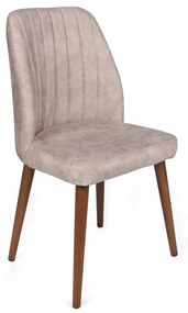 Set 2 scaune haaus Alfa, Mink/Nuc, textil, picioare metalice