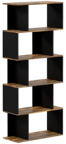 HOMCOM Biblioteca Moderna cu 5 Nivele, 10 Rafturi de Depozitare Deschise pentru Camera de Zi, Biroul de Studiu de Acasa, Maro Rustic | Aosom Romania