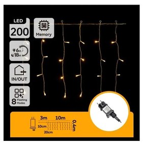 Aigostar - Ghirlandă LED de exterior pentru Crăciun 200xLED/3,6W/230V/8 funcții 10x0,4m IP44 alb cald