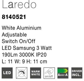 Aplica LED cu spot directionabil design minimalist Laredo alba NVL-8140521