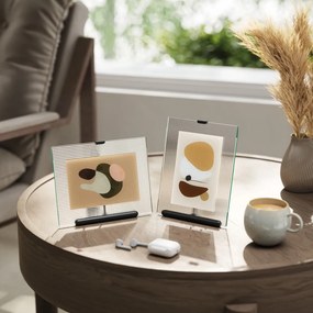 Ramă foto neagră cu picior de susținere din sticlă 16x20 cm Flute – Umbra