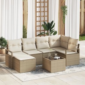 Set de sofa de grădină vidaXL cu 7 piese cu perne din ratan poli maro