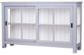 Vitrina, gri, din lemn masiv de pin, cu aspect clasic, double small , Lyon