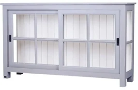 Vitrina, gri, din lemn masiv de pin, cu aspect clasic, double small , Lyon