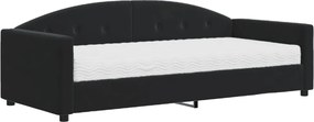 vidaXL Pat de zi cu saltea, negru, 90x200 cm, catifea