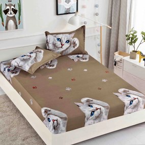 Lenjerie de pat 3 cu elastic 100% bumbac - a717 de la Onesleep