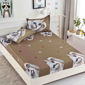Lenjerie de pat 3 cu elastic 100% bumbac - a717 de la Onesleep