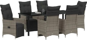 vidaXL Set de masă pentru grădină cu pernă 7 pcs Gri poliratan