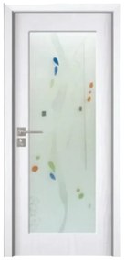 Usa Interior din MDF Novo Doors ND110, Cadru din Lemn Masiv, Geam Sablat, KIT COMPLET, Toc , Manere si balamale incluse (Culoare: Crem, Toc: Reglabil