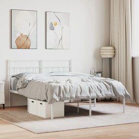 355706 vidaXL Cadru de pat metalic cu tăblie, alb, 120x200 cm