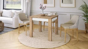 Mazzoni FONTE Stejar Wotan / Alb Mat - MASĂ CLASICĂ DE BUCĂTĂRIE/LIVING EXTENSIBILĂ PÂNĂ LA 130 sau 155 cm!