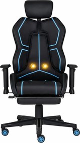 LUMINA X-Motion Core – Gaming & Office –Ergonomie, Masaj Inteligent și Confort Total, PU, Negru/Albastru