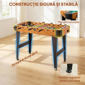 SPORTNOW mini masă de fotbal 92x75x71 cm, 22 jucători, 2 mingi, 8 bare, marcator, maro | Aosom Romania