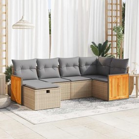 vidaXL Set canapele de grădină cu perne, 6 piese, bej, poliratan