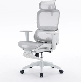 Scaun ergonomic SIHOO B100, Suport lombar dinamic cu ajustare automata, Cotiere 4D, Tetiera 3D, Mecanism multifunctional inclinare/blocare in 3 pozitii, Suport picioare, Mesh, Gri