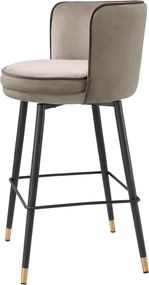 Scaun de bar pivotant design LUX Grenada Counter, catifea Savona greige