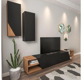 Mobilier living Ziva 2 (negru + teak). 1102660