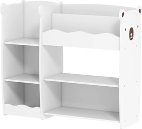 AIYAPLAY Etajeră pentru jucării pentru copii Rafturi deschise Compartimente Design cu ursuleți Organizator de jucării Alb | Aosom Romania