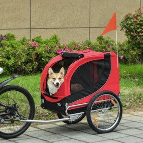 PawHut Remorcă Bicicletă pentru Câini și Animale Domestice, Roșu și Negru, 130 x 90 x 110cm