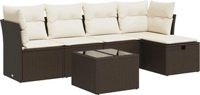 vidaXL Set canapele de grădină cu perne, 6 piese, maro, poliratan