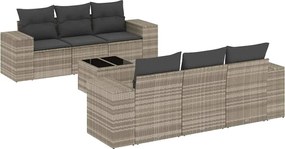 vidaXL Set canapele de grădină cu perne, 7piese gri deschis poliratan