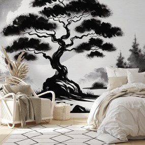 Fototapet - Bonsai alb-negru (147x102 cm)