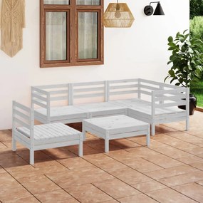 3082723 vidaXL Set mobilier de grădină, 6 piese, alb, lemn masiv de pin