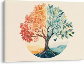 Tablou – Arbore dual cu fluture (70x50 cm)