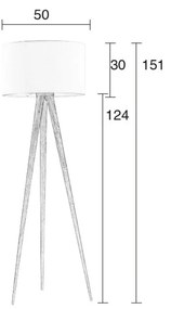 Lampadar Zuiver Tripod wood, alb